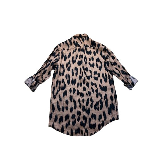 Emily Phillips Cheetah Girlfriend Button Down Linen Shirt Size 4 Made In USA - Picture 7 of 7